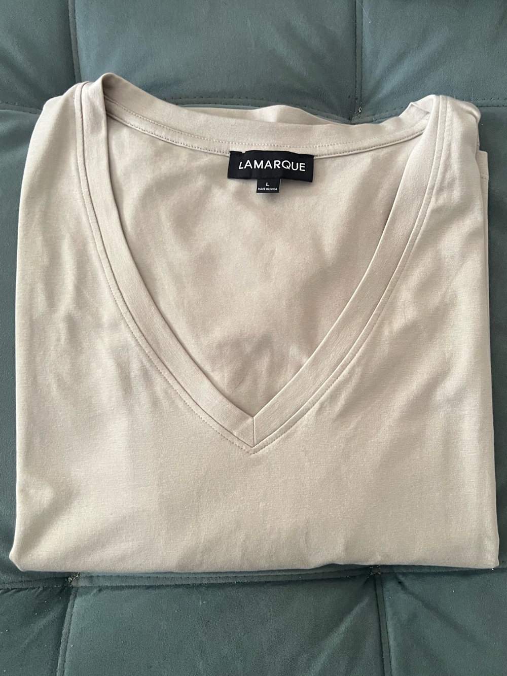 Lamarque Neutral V-Neck Short Sleeve Tee